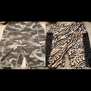 2 pairs biker shorts camo & cheetah print